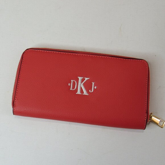 Women's Monogram Embroidered Leather Purse Tote Bag Set 4 Matching Pieces Orange - Picture 15 of 16